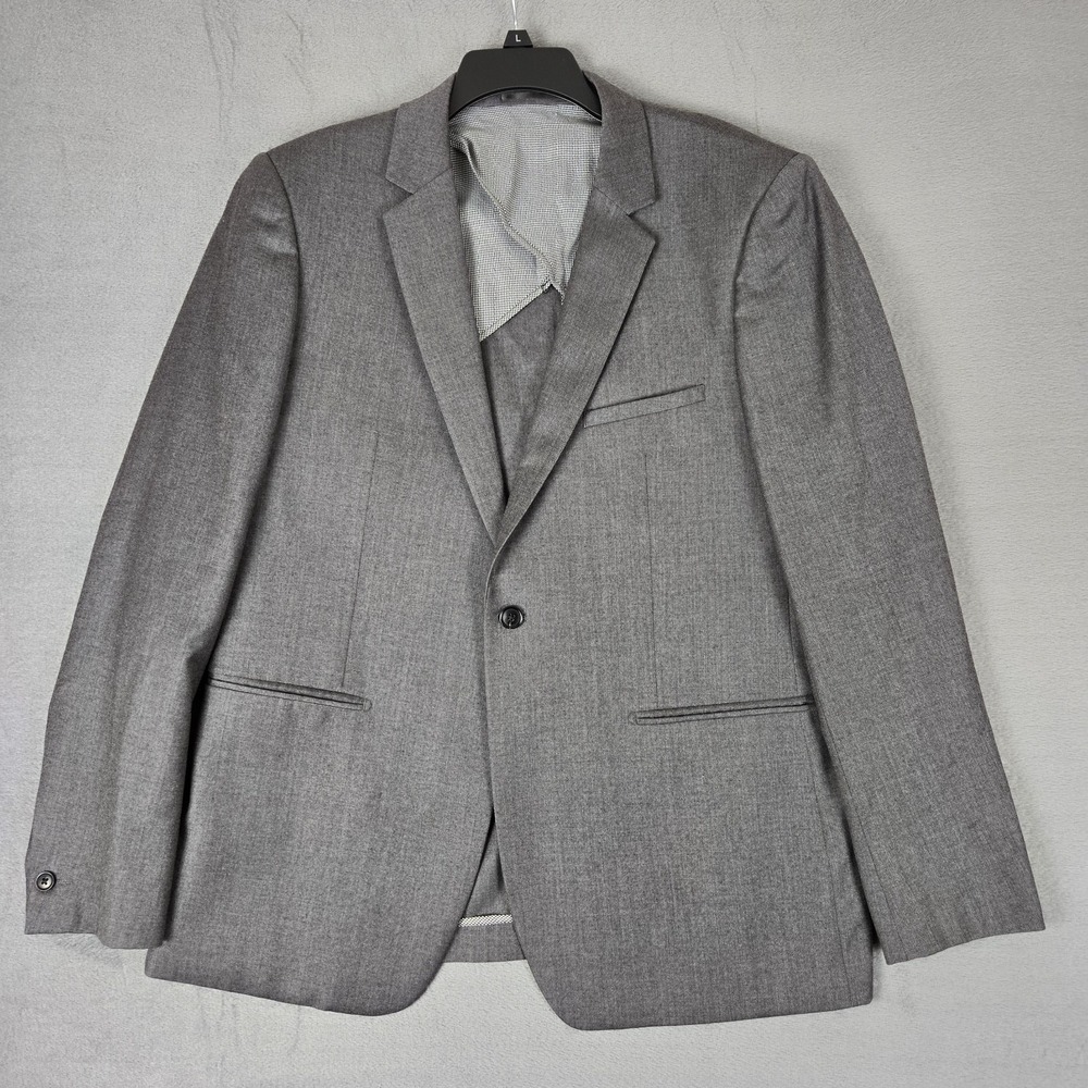 Reiss Blazer Mens 44 Luca‎ Jacket 100% Wool Mens Single Button Gray Smart Formal